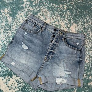 Eunina Blue Jean Shorts Distressed Cut-Off